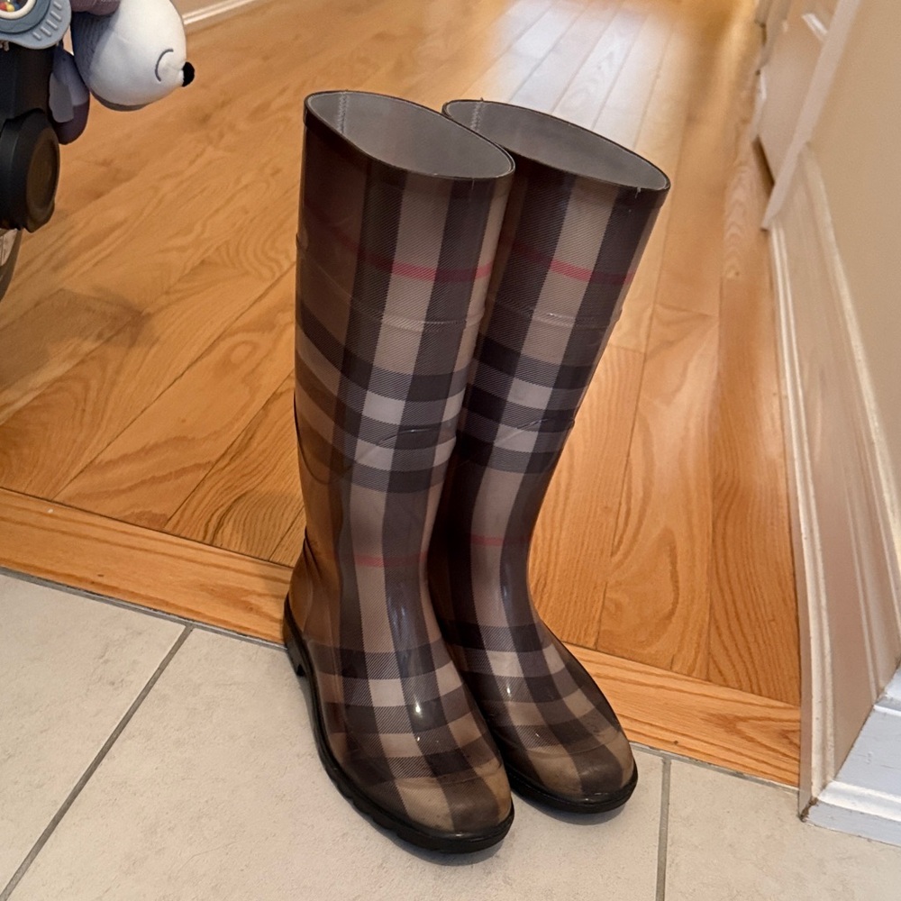 Burberry Plaid Winter & Rain Boots - Brown and Black